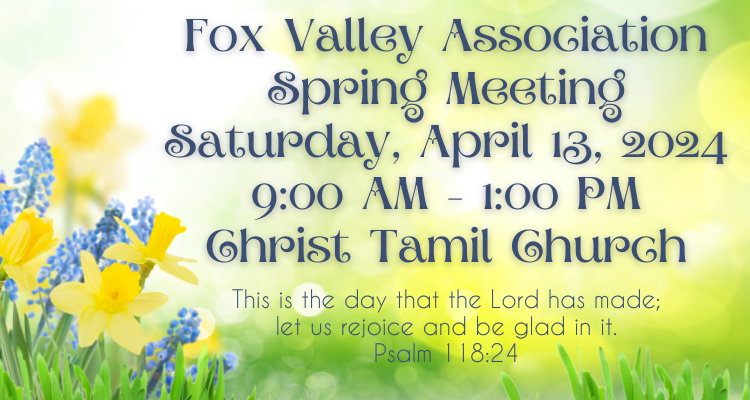 Floral background advertising the Fox Valley Spring Meeting on April 13th.